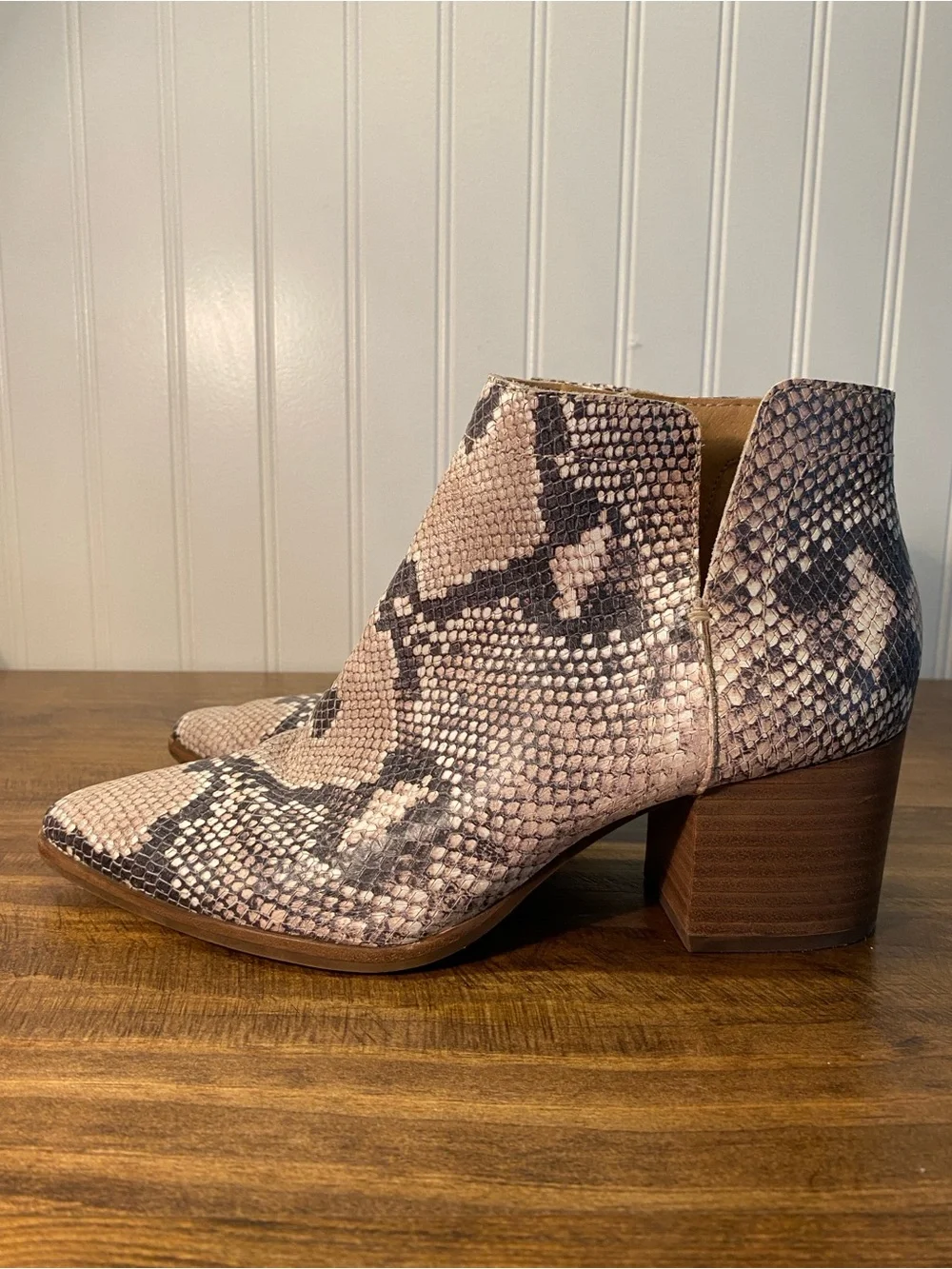 Lucky Brand - Women’s size 8.5 - Leather Upper - Faux Snake-Print Ankle Boots